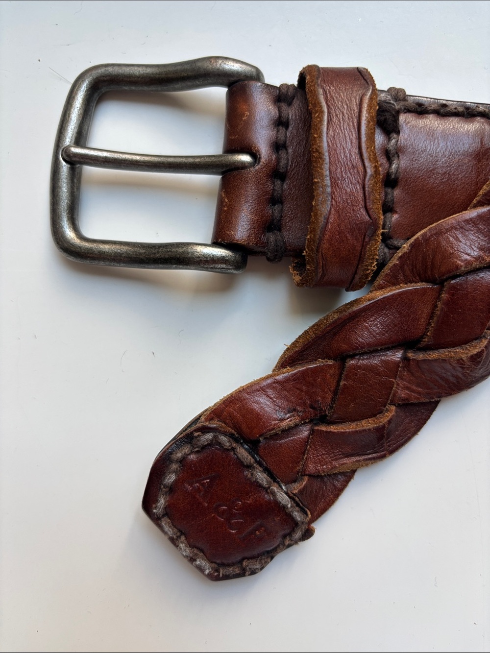 Abercrombie & Fitch Braided Leather Belt - Dark Brown